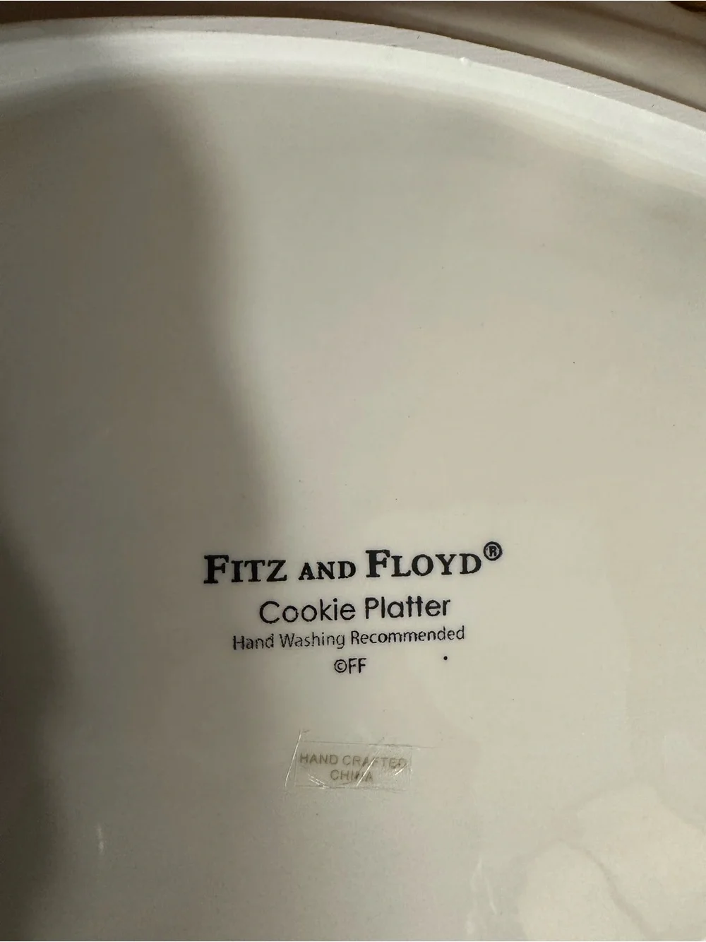 NEW VINTAGE Fitz and Floyd Cream Cookie Platter with Logo Marking
